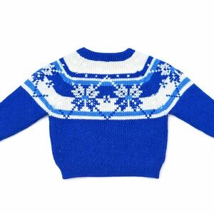 Vintage Kentcrest Sweater Youth Blue Snowflake Fair Isle Made in Japan Acrylic